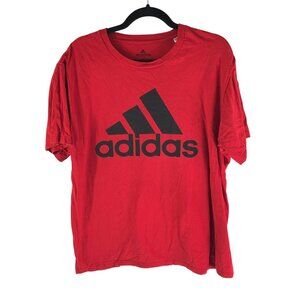 Adidas Mens Go-To Basic Graphic Logo Tee Red Black Size L